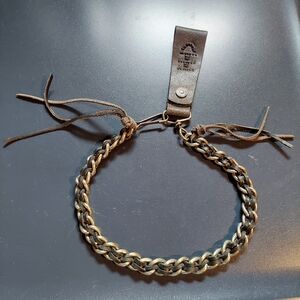 NWOT Harley Davidson Braided Black Leather and Metal 16" Biker Wallet Chain